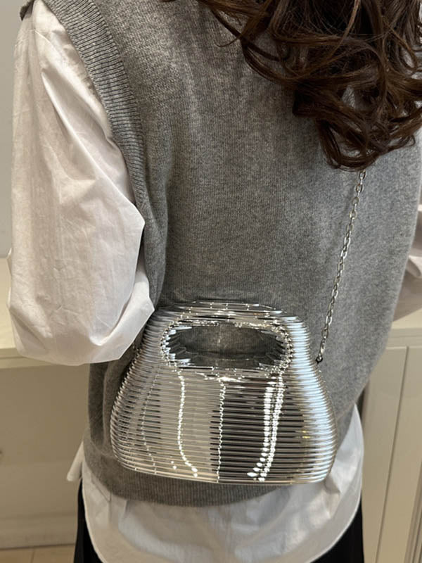 Geometric Shiny Zipper Handbags Crossbody Bags