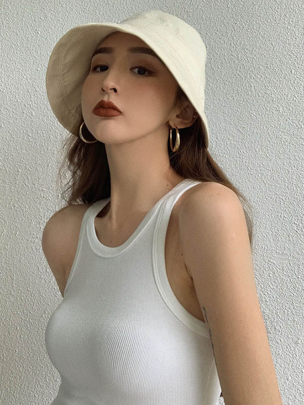 Original Solid Color Round-Neck Sleeveless Vest Tops