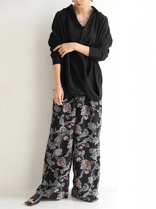 Loose Ramie Cotton Asymmetric Solid Color Blouse Top