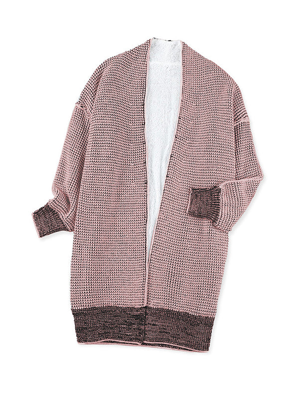 Keep Warm Solid Color Long Sleeves Loose Collarless Cardigan Tops