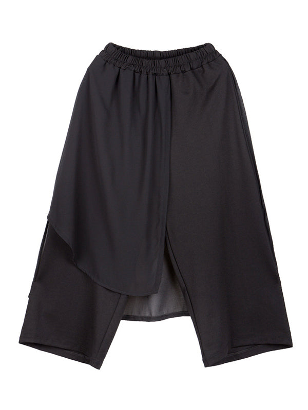 Chiffon Split-Joint Asymmetric Wide-Leg Pants
