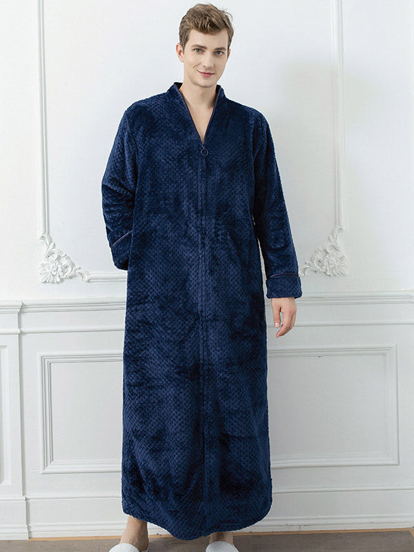 Comfortable Solid Flannel Pajama Robe
