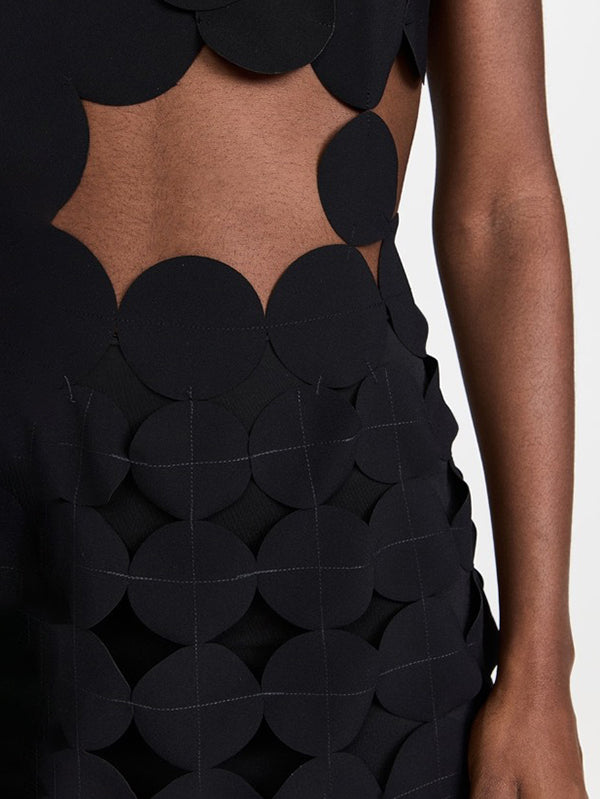 Backless Hollow Polka-Dot Solid Color Split-Joint Loose Sleeveless Round-neck Maxi Dresses