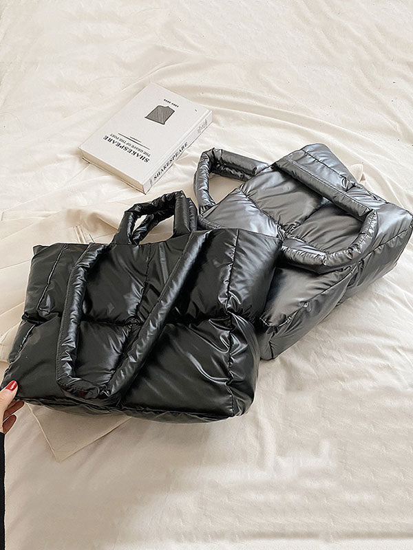 Solid Color Split-Joint Padded Tote Bags Handbags Bags