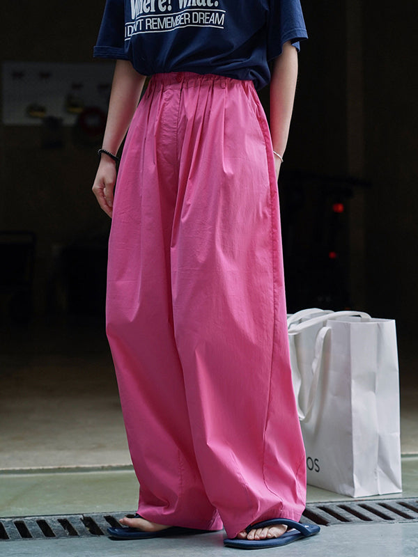 Pleated High Waisted Wide Leg Trousers Casual Pants Bottoms
