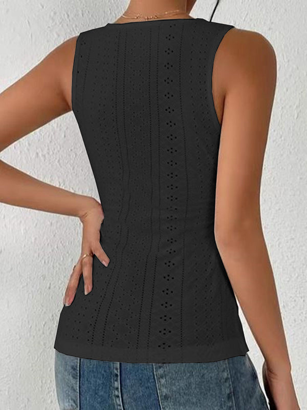 Solid Color Skinny Sleeveless Deep V-Neck Vest Top