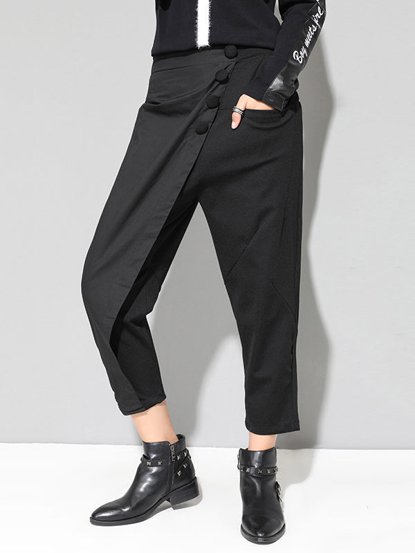 Leisure Irregularity Solid Color Harem Pants