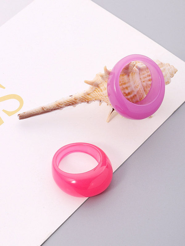Geometric 4 Pcs Solid Color Rings Accessories