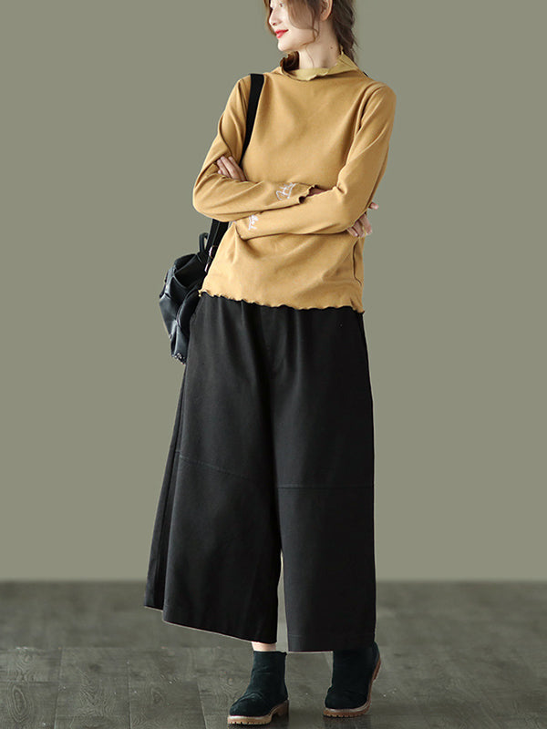 Simple Wide Leg Loose Solid Color Casual Pants Bottoms