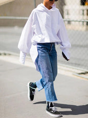 Solid Color Long Sleeves Loose Stand Collar Blouses&Shirts Tops
