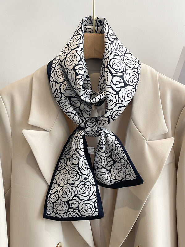 Contrast Color Floral Printed Scarf Hair Band
