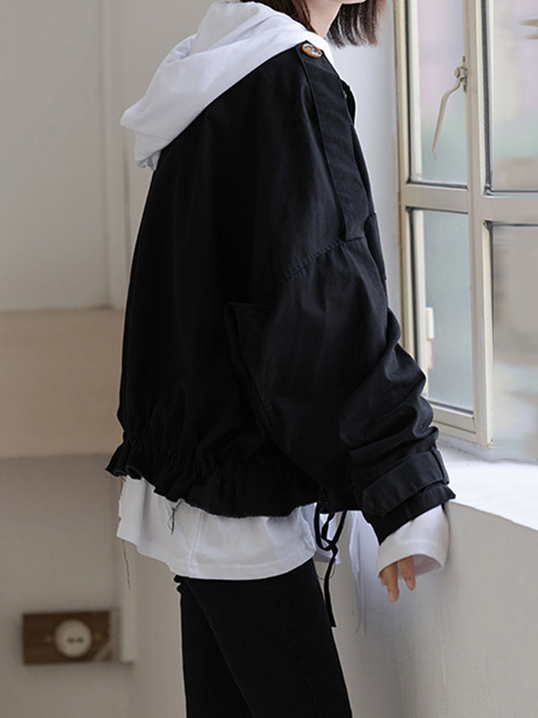 Solid Color Drawstring Long Sleeve Hoodies