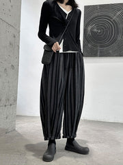 Split-Joint Striped Patterns Harem Pants High Waisted Trousers Pants
