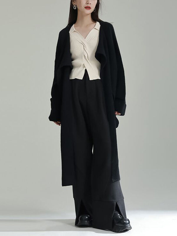 Asymmetric Three-Dimensional Flower High-Low Long Sleeves Round-Neck Cardigan Tops