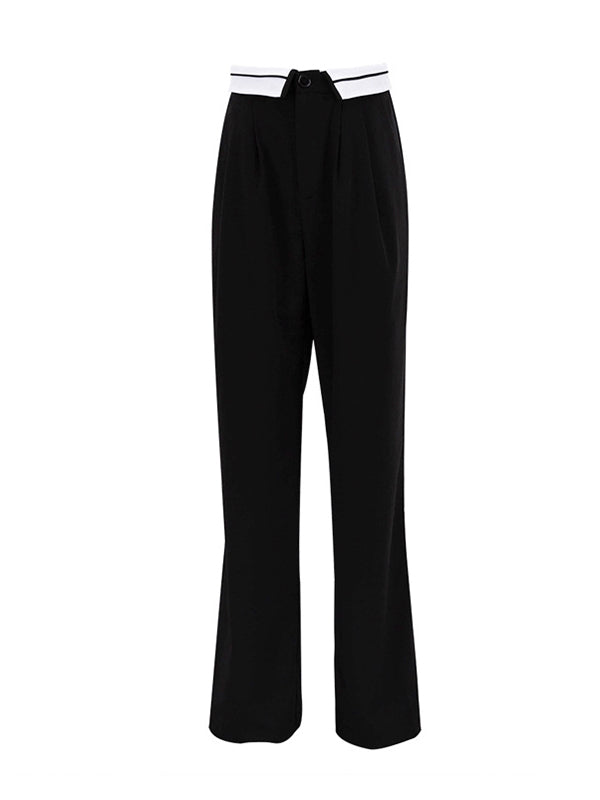 Split-Joint High Waisted Wide Leg Trousers Casual Pants Bottoms