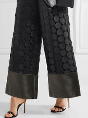 Loose Wide Leg Polka-Dot Solid Color Casual Pants Bottoms Trousers