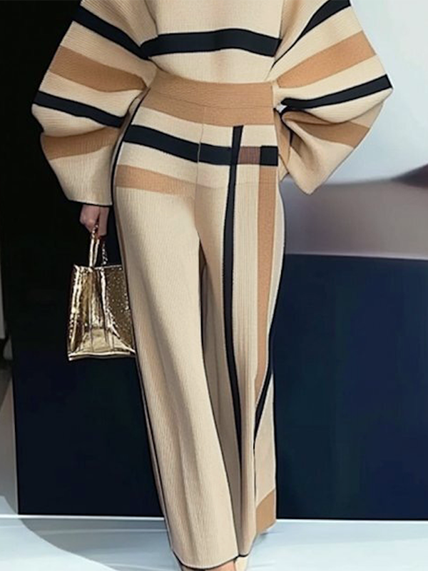 Striped Loose Wide Leg Trousers Casual Pants Bottoms