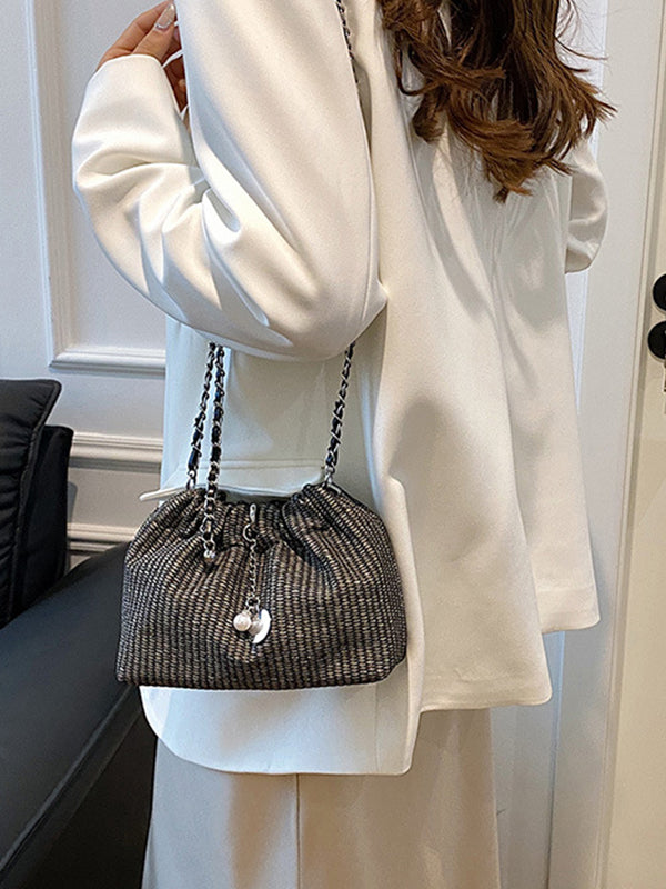 Chains Drawstring Split-Joint Woven Crossbody Bags Bags Accessories Bags