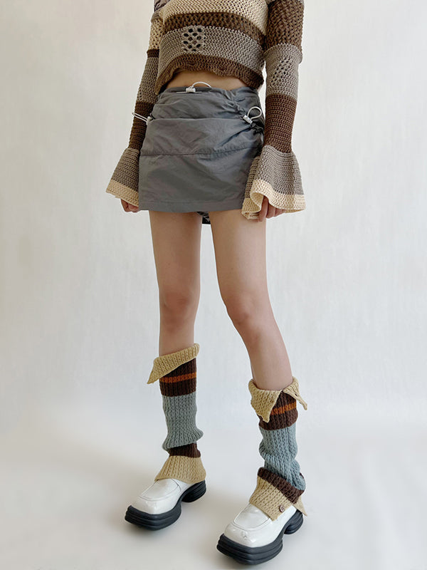 Leisure Buttoned Contrast Color Leg Warmers Accessories