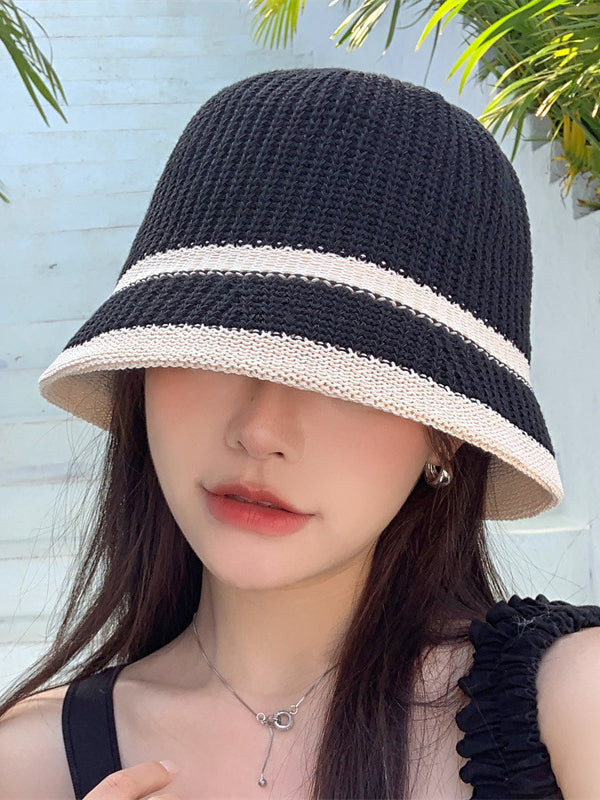 Contrast Color Woven Sun-Protection Hats&Caps Fisherman Hat