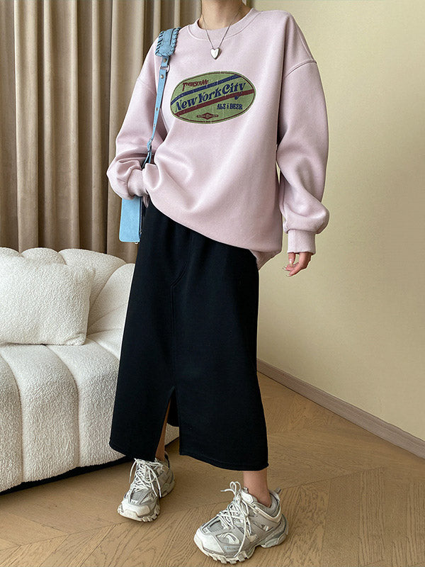 Asymmetric Drawstring Split-Front A-Line Skirts Bottoms