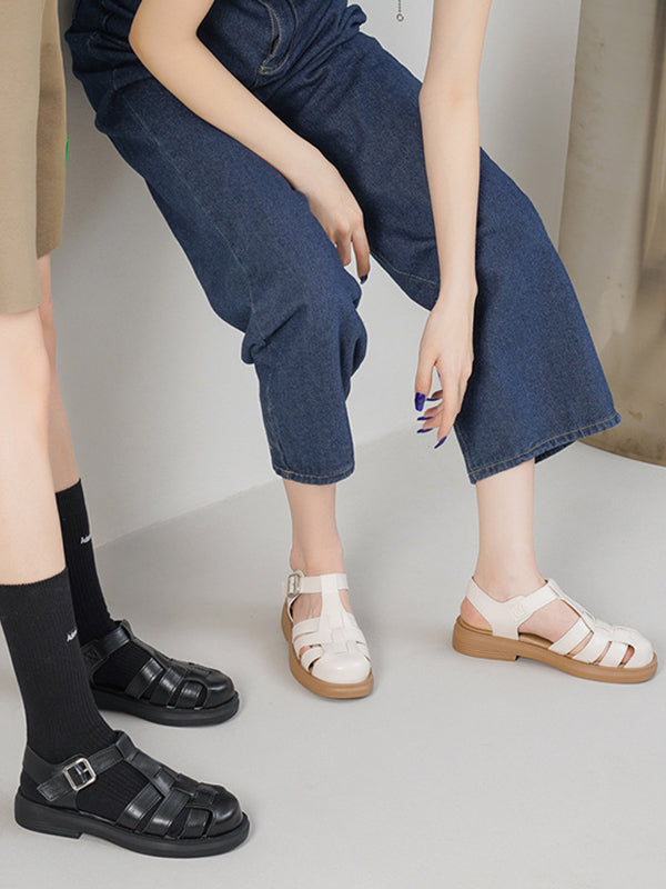 Hollow Round-Toe Sandals Gladiators