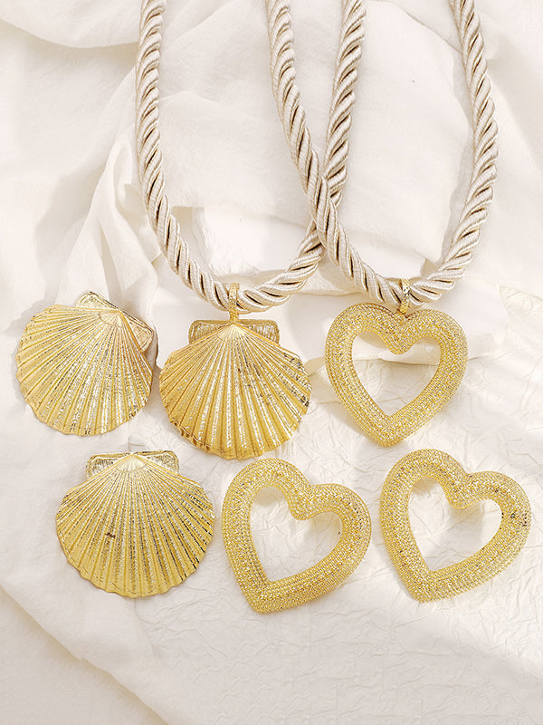 Heart Shape Necklaces Accessories + Drop Earrings