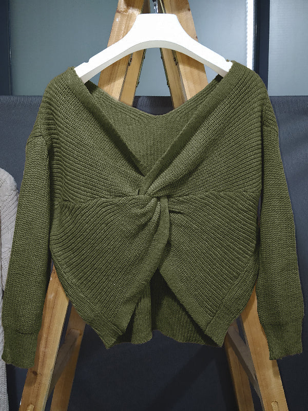 Urban Solid Color Backless Split-Joint Sweater