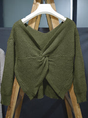 Urban Solid Color Backless Split-Joint Sweater