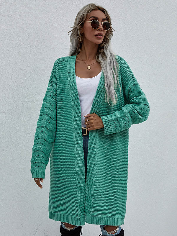Urban Loose Solid Color Jacquard Cardigan Top