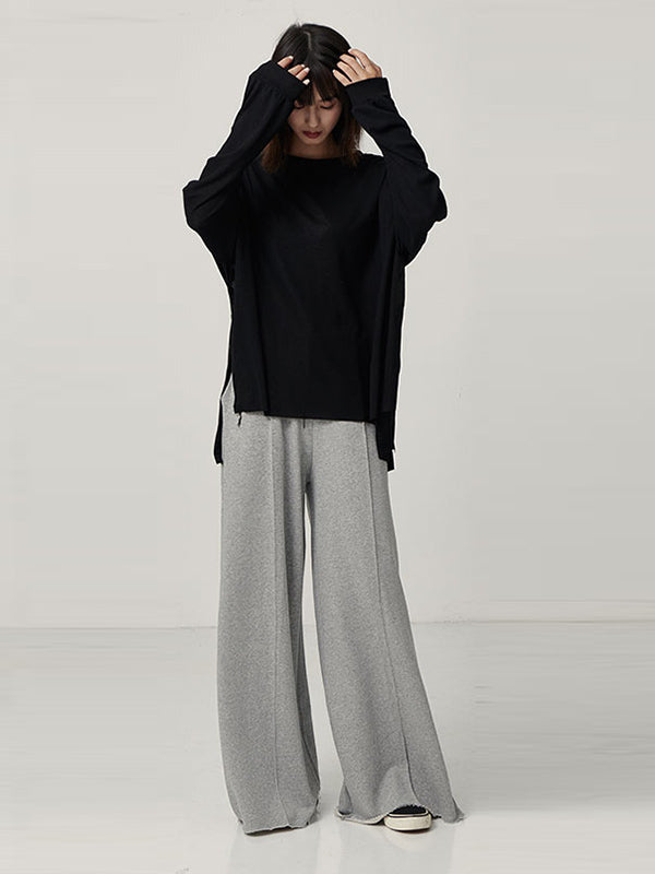 Casual Solid Column Wide Leg Pants