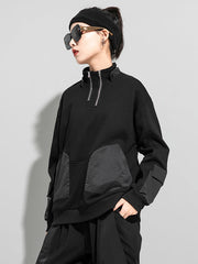 Urban Punk Stand Collar Split-Joint Zipper Sweatshirt