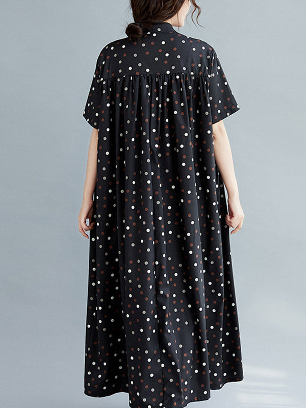 Original Polka-Dot Stand Collar Shirts Dress