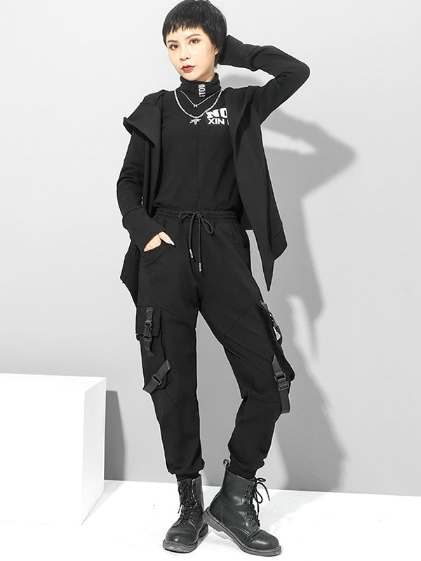 Original Solid Irregularity Elasticity Hooded Outwear