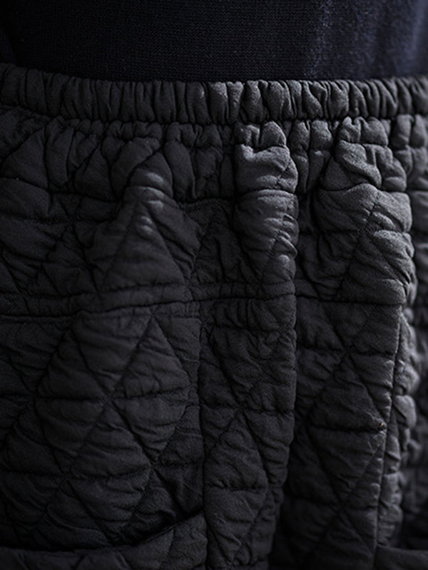 Elasticity Quilted Split-Joint Harem Pants High Waisted Trousers Pants