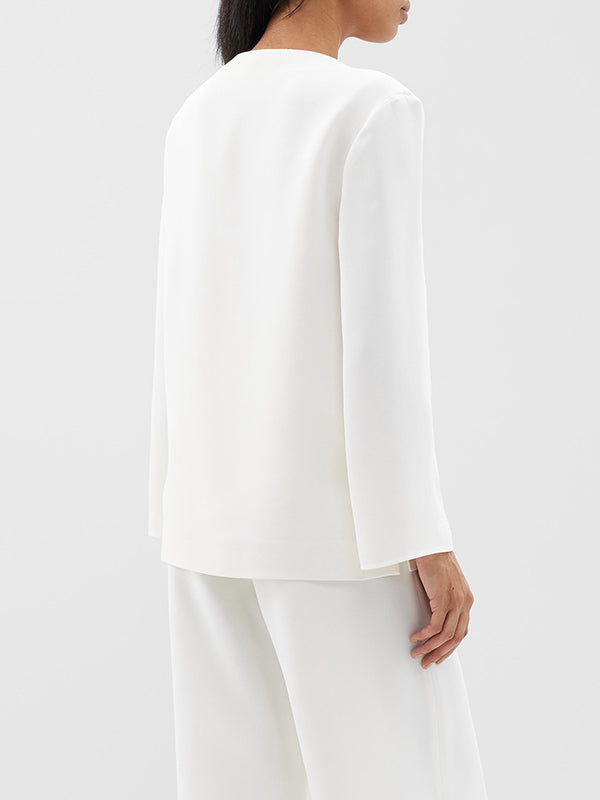 Wrap Pockets Solid Color Round-Neck Shirts Tops&Pants Two Pieces Set