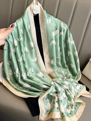Floral Printed Letter Print Sun Protection Wrap Scarf