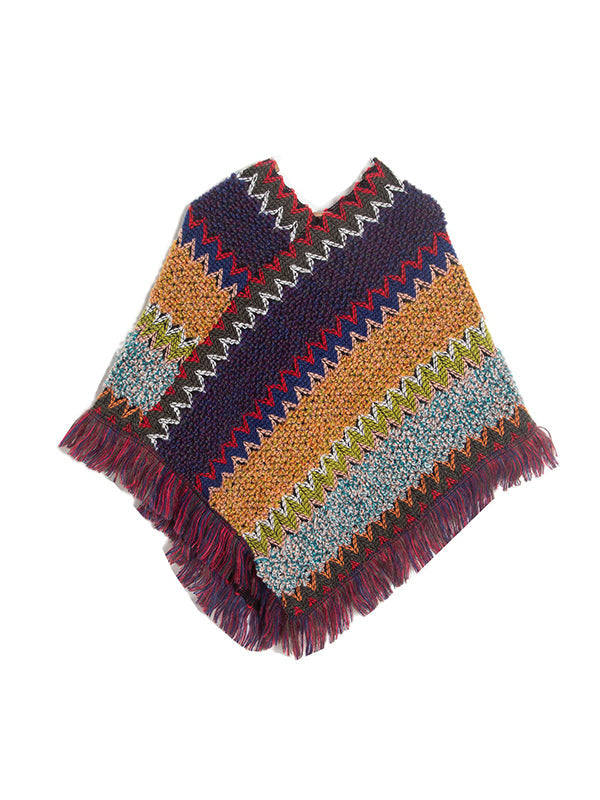 Asymmetric Keep Warm Tasseled Scarf Cape