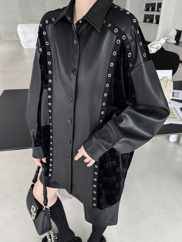 Buttoned Split-Joint High-Low Long Sleeves Lapel Blouses&Shirts Tops