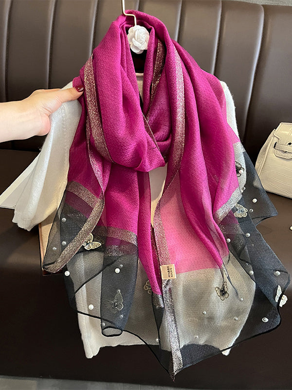 Applique Butterfly Shape Beaded Keep Warm Scarf