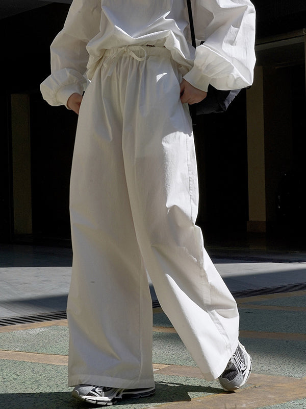 Solid Color High Waisted Wide Leg Trousers Casual Pants Bottoms