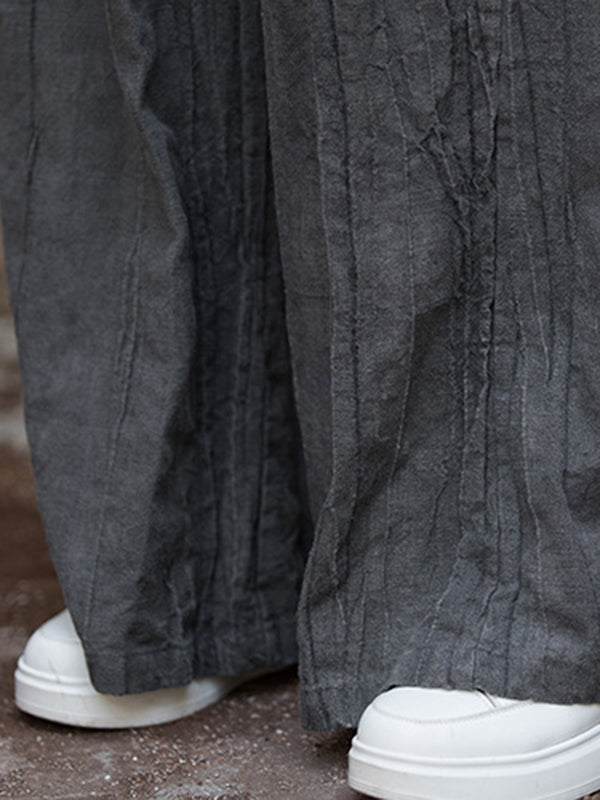 Elasticity Pockets Tie-Dyed Wide Leg Trousers Casual Pants Bottoms