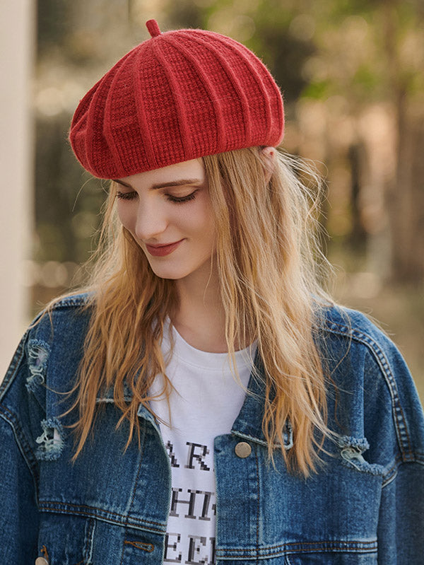 Stylish Knitting Solid Color Beret Hat