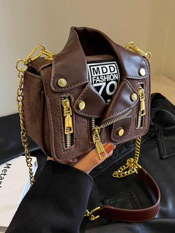 Chains Geometric Zipper Handbags Crossbody Bags Bags