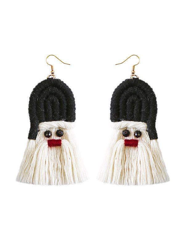 Christmas Boho Tasseled Handmade Santa Earrings Accessories