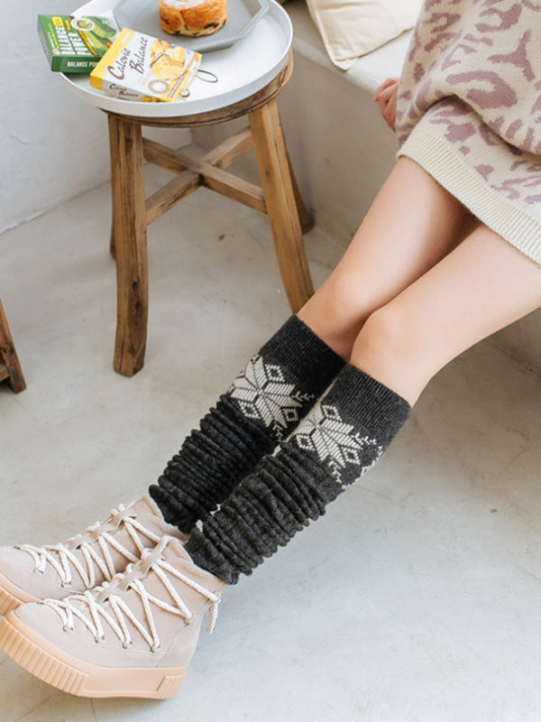 Twist Snowflake Printed Over-The-Knee Leg Warmers Accessories