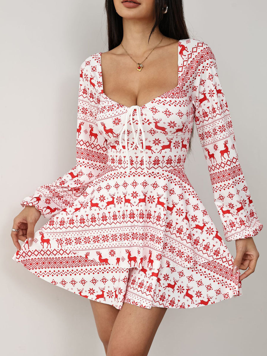 Backless Double Layered Drawstring Elasticity Pleated A-Line High Waisted Square-Neck Rompers