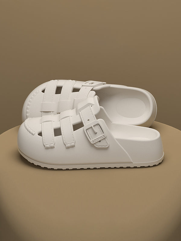 Hollow Round-Toe Split-Joint Sandals Platform Shoes