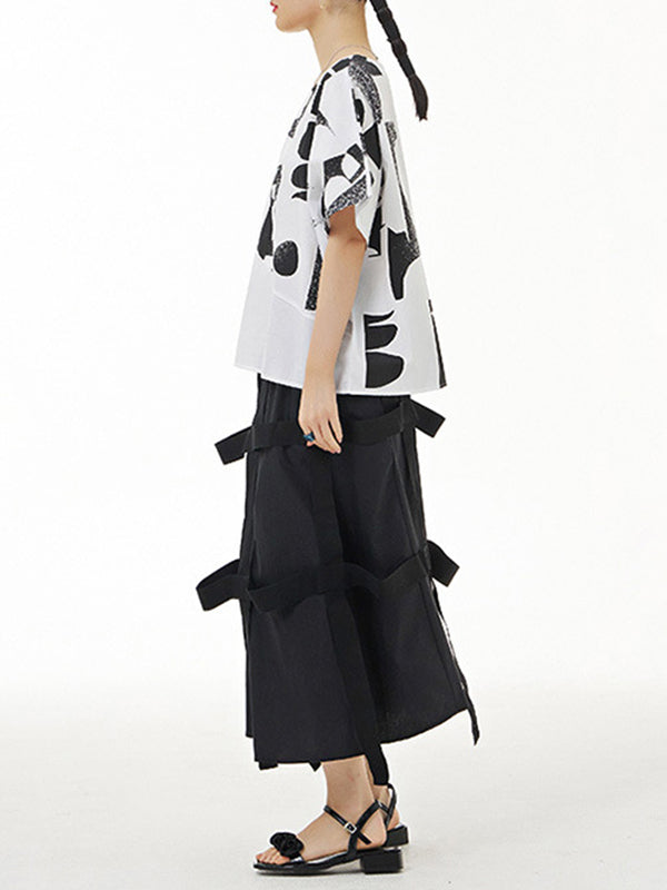 Printed Loose Short Sleeves Round-neck T-Shirts Tops