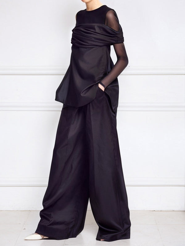 Solid Color Loose Wide Leg Trousers Casual Pants Bottoms